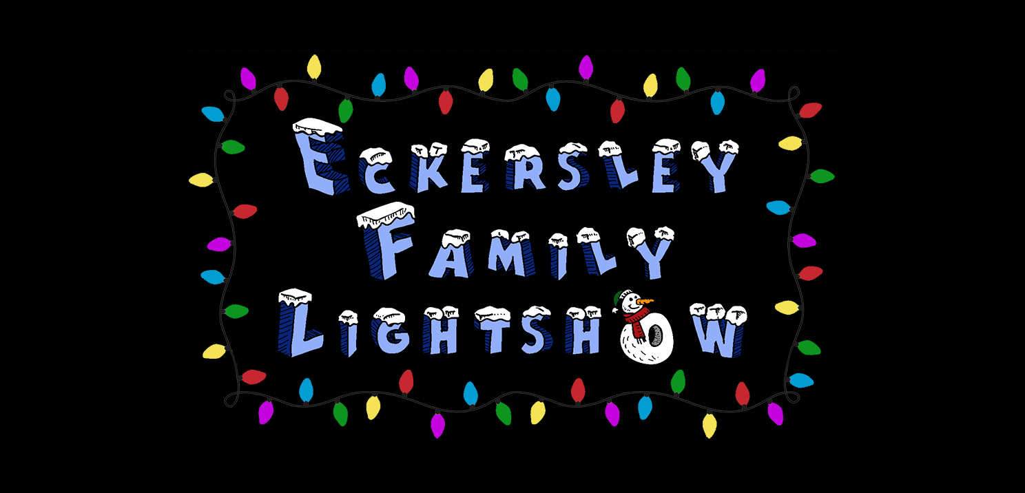 Animated Eckersley Family Lightshow sign in colored bulbs